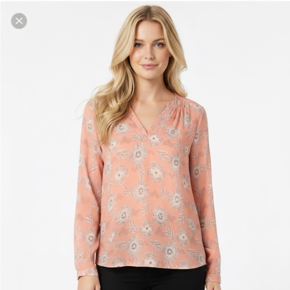 LUCKY BRAND small sheer boho tassel blouse